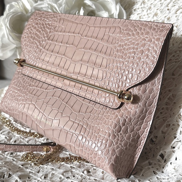 Strathberry East West Stylist Croc Clutch (Blush, Pink) - Picture 6 of 16